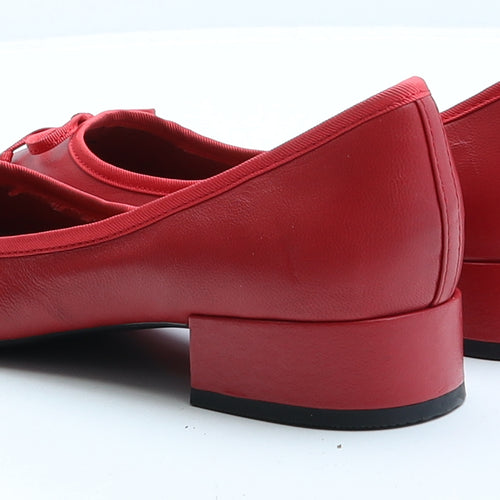Marks and Spencer Womens Red Leather Court Heel UK 5.5 EUR 38.5
