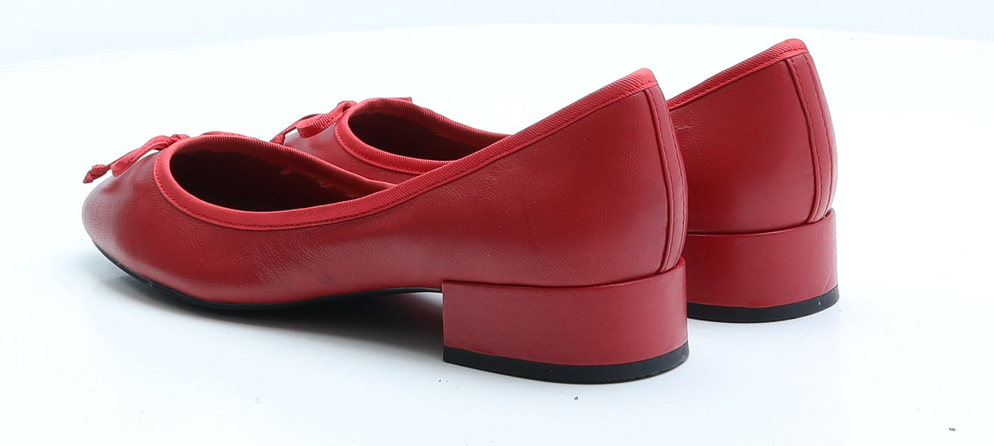 Marks and Spencer Womens Red Leather Court Heel UK 5.5 EUR 38.5
