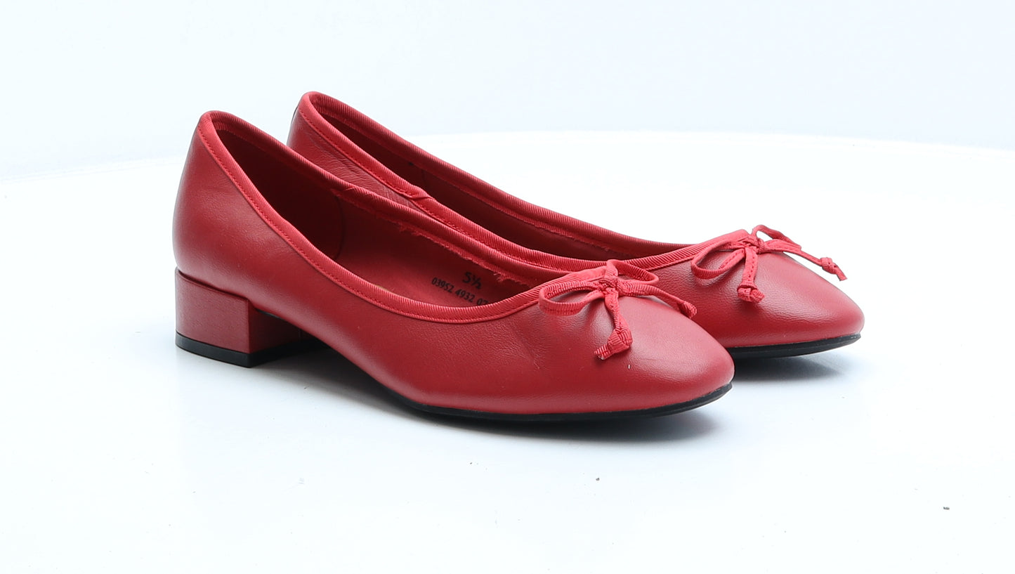Marks and Spencer Womens Red Leather Court Heel UK 5.5 EUR 38.5