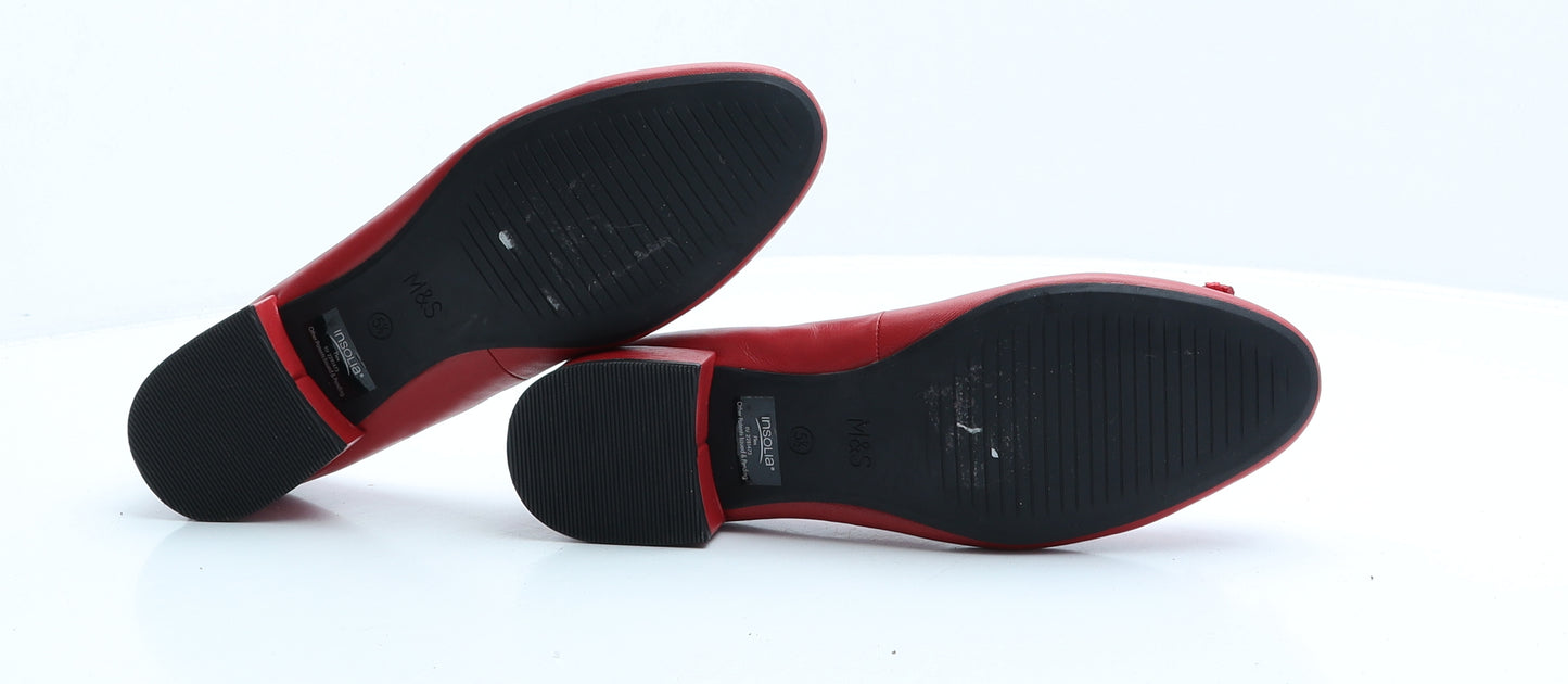 Marks and Spencer Womens Red Leather Court Heel UK 5.5 EUR 38.5