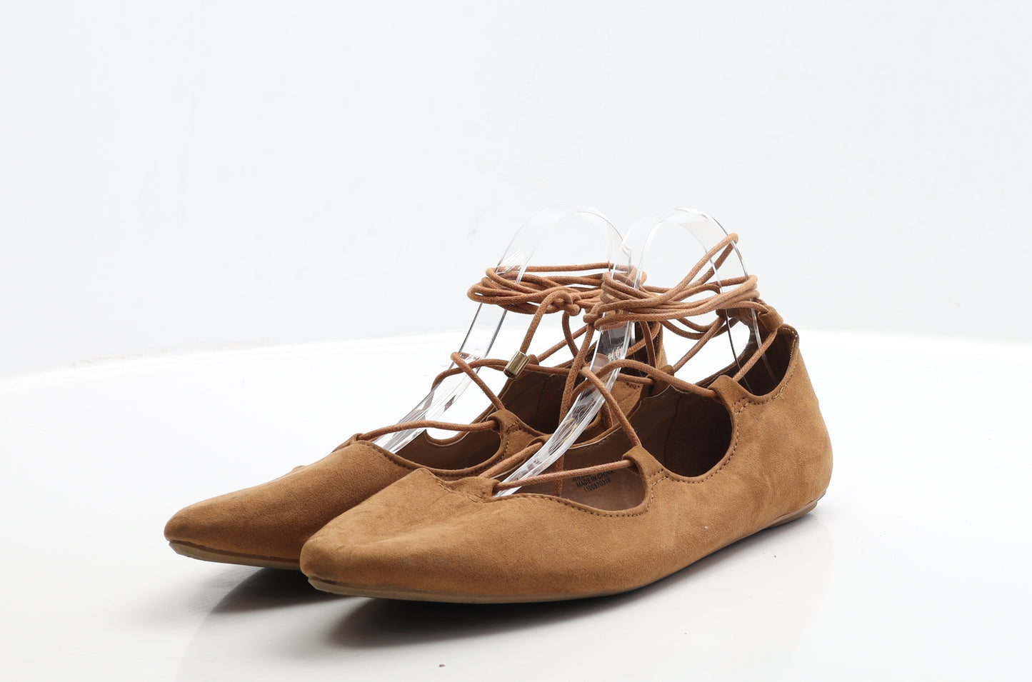 Primark Womens Brown Faux Suede Flat UK 9 EUR 43