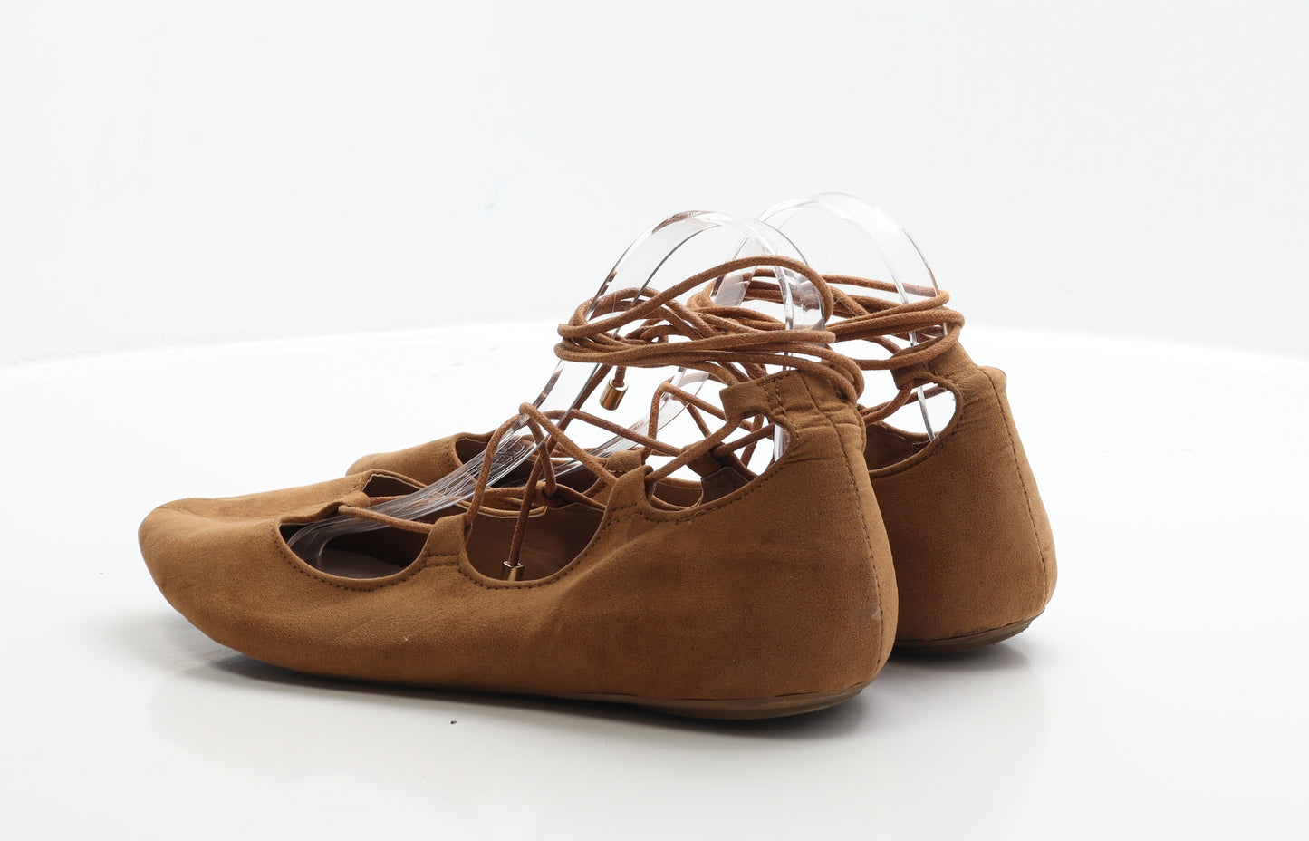 Primark Womens Brown Faux Suede Flat UK 9 EUR 43