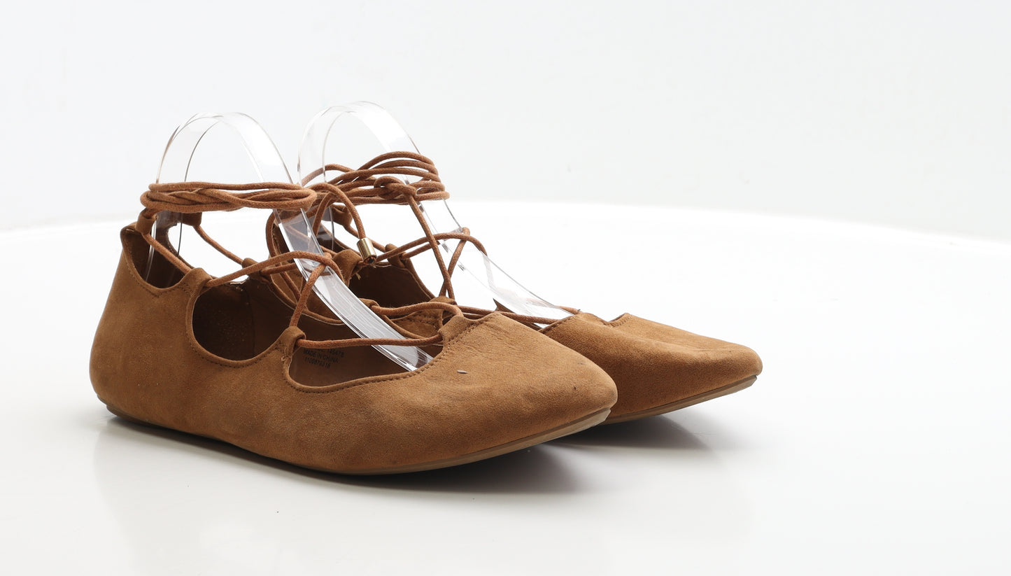 Primark Womens Brown Faux Suede Flat UK 9 EUR 43