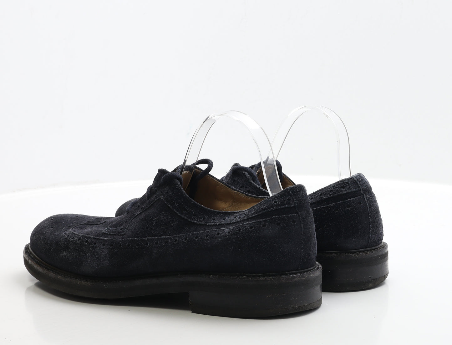 Ermenegildo Zegna Mens Blue Faux Suede Brogue Dress UK 10.5