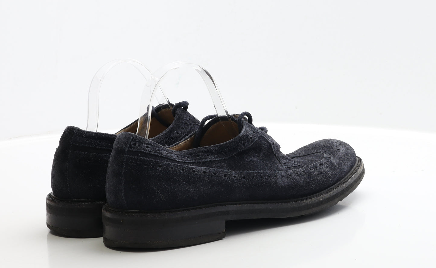 Ermenegildo Zegna Mens Blue Faux Suede Brogue Dress UK 10.5