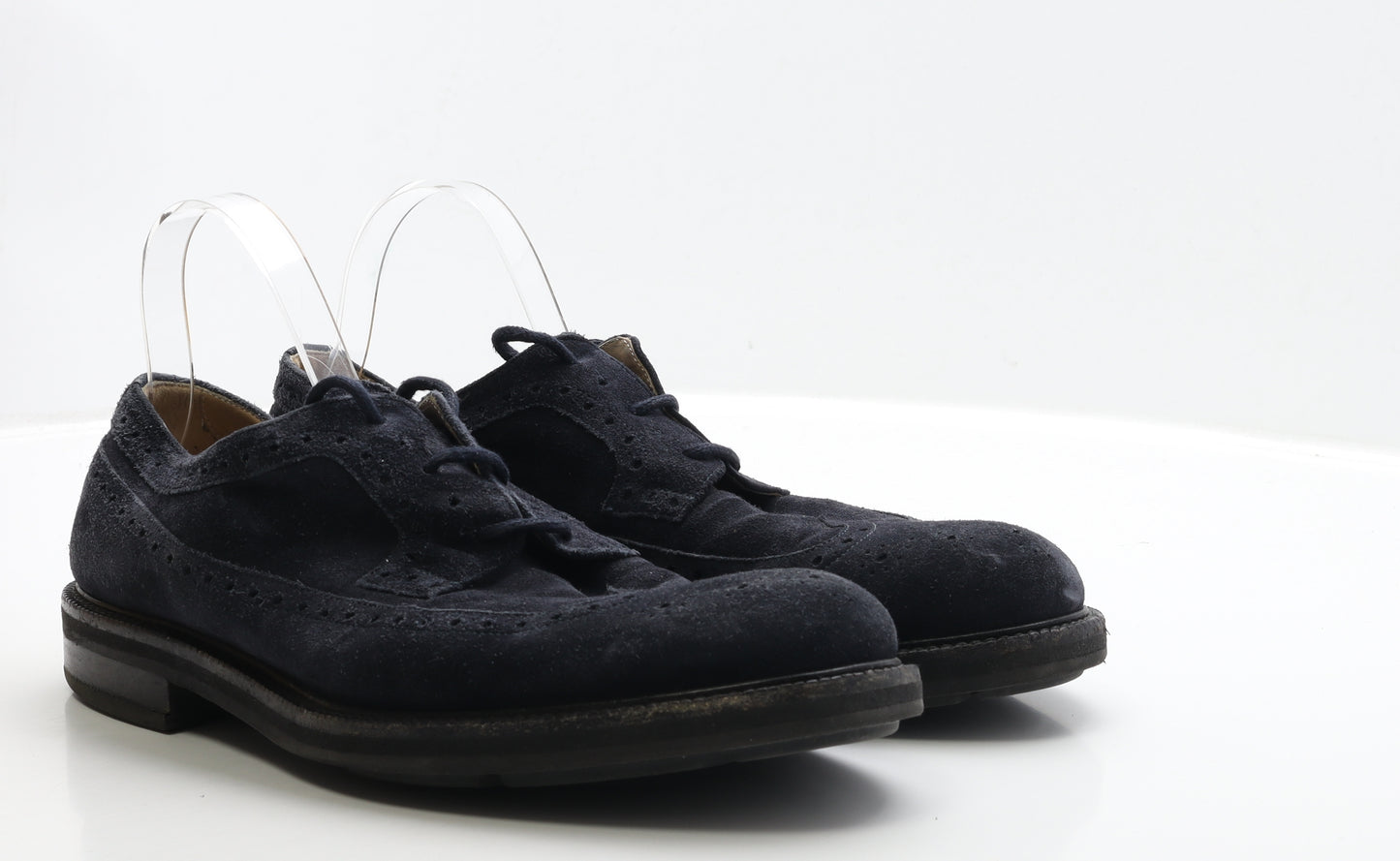 Ermenegildo Zegna Mens Blue Faux Suede Brogue Dress UK 10.5
