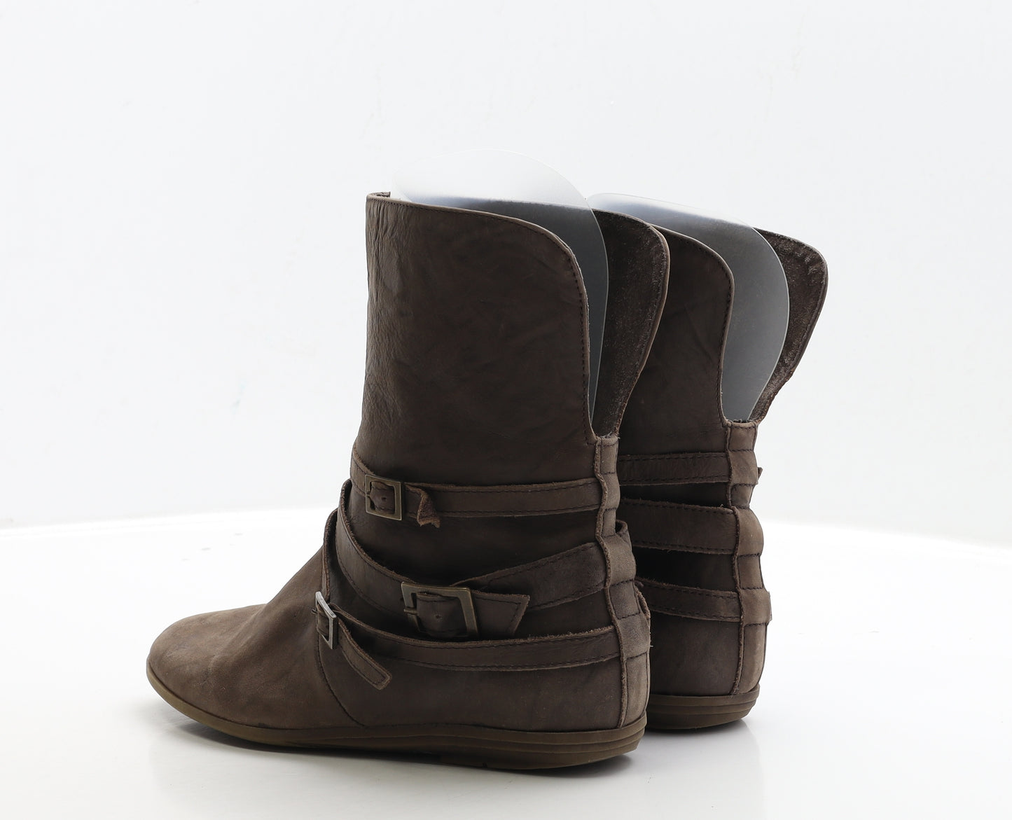 Preworn Womens Brown Faux Leather Bootie Boot UK 3 EUR 36