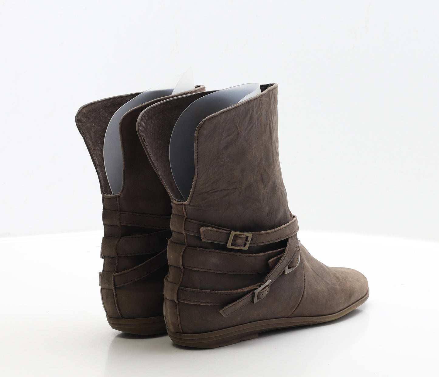 Preworn Womens Brown Faux Leather Bootie Boot UK 3 EUR 36