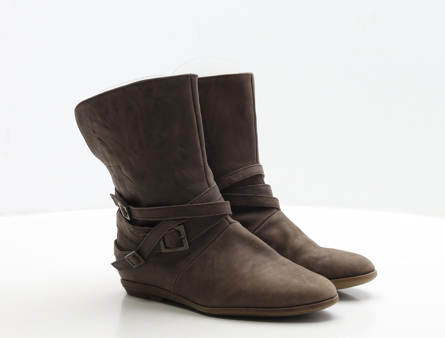 Preworn Womens Brown Faux Leather Bootie Boot UK 3 EUR 36