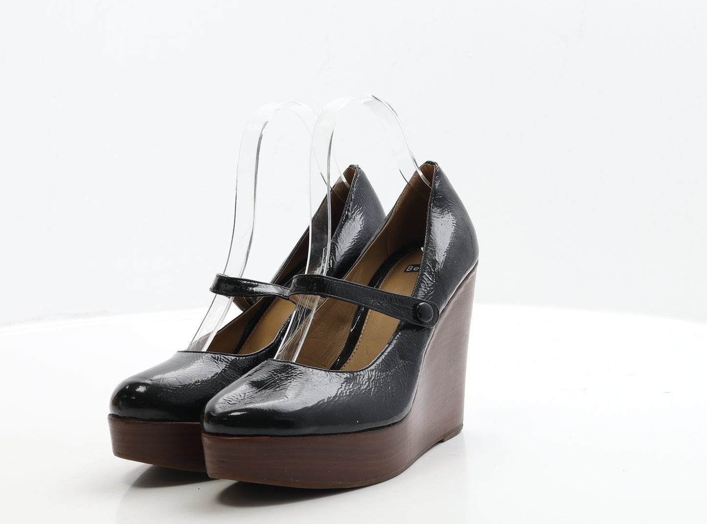 Bertie Womens Black PVC Platform Heel UK 7 EUR 40