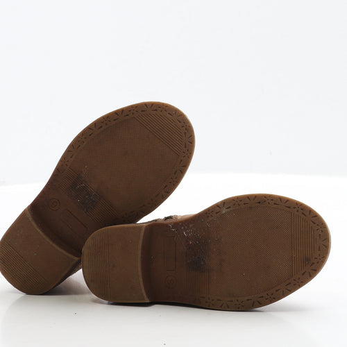 Primark Girls Brown Geometric Faux Leather Bootie Boot UK 9 EUR 27