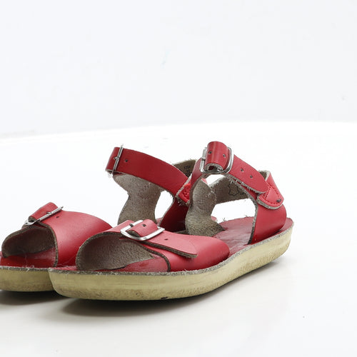 Preworn Girls Red Leather Strappy Sandal UK 10