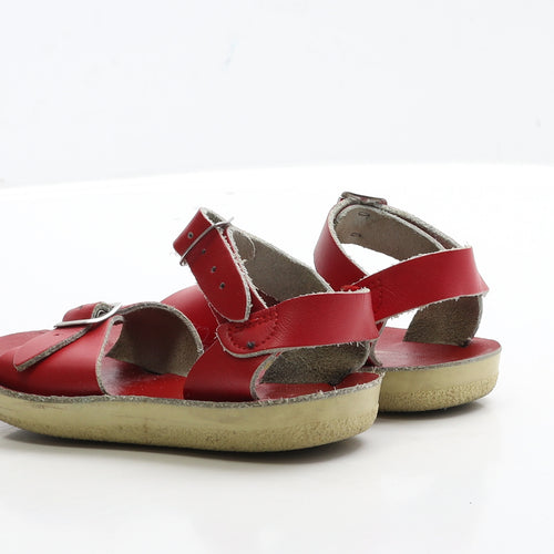 Preworn Girls Red Leather Strappy Sandal UK 10