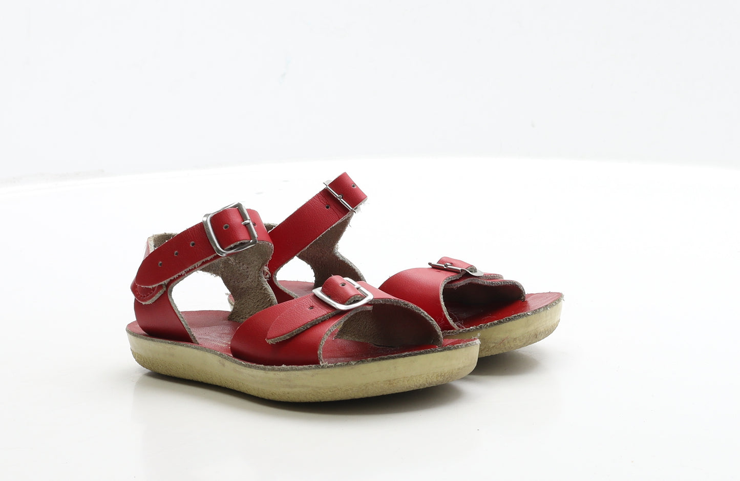 Preworn Girls Red Leather Strappy Sandal UK 10