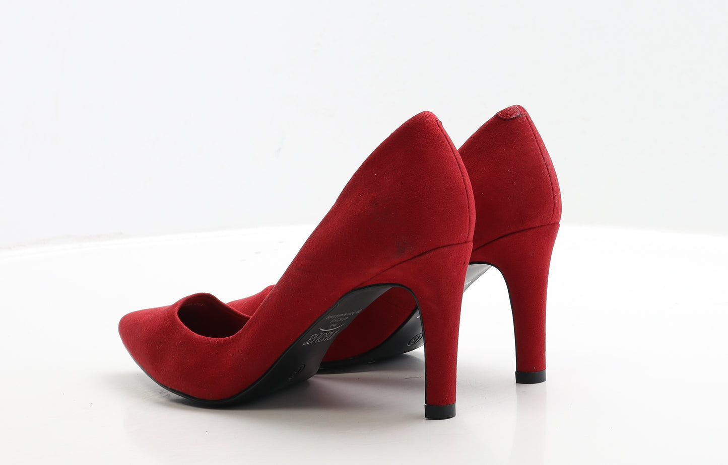 Marks and Spencer Womens Red Faux Suede Court Heel UK 6 EUR 39.5