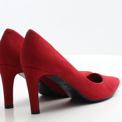 Marks and Spencer Womens Red Faux Suede Court Heel UK 6 EUR 39.5