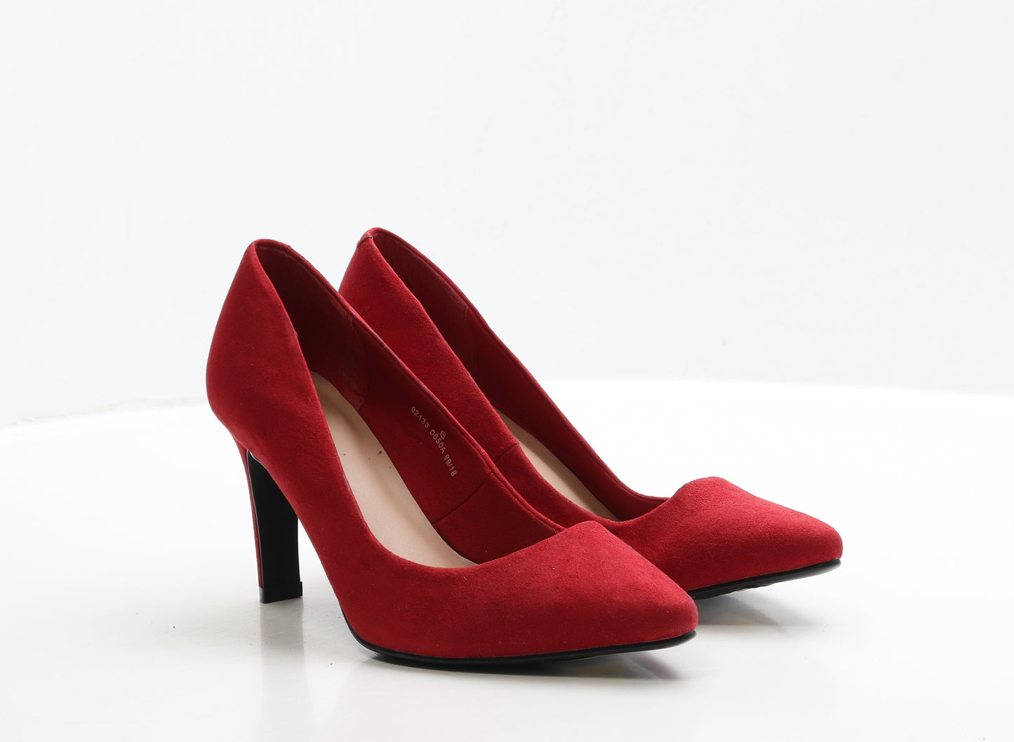 Marks and Spencer Womens Red Faux Suede Court Heel UK 6 EUR 39.5