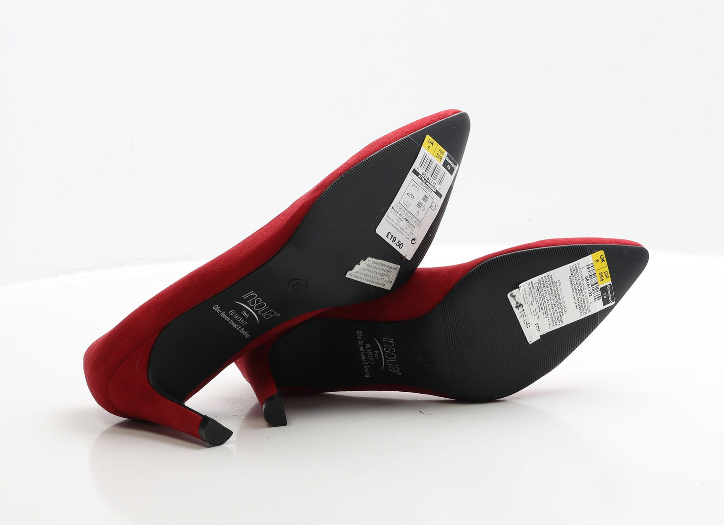 Marks and Spencer Womens Red Faux Suede Court Heel UK 6 EUR 39.5