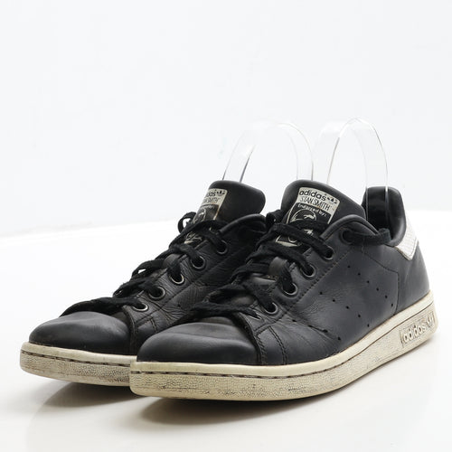 adidas Boys Black Polyester Trainer UK 4 EUR 36.5 - Stan Smith