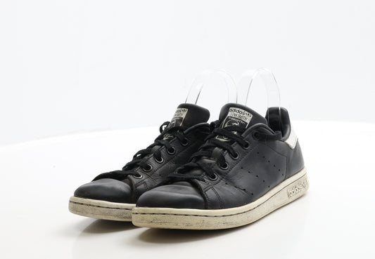 adidas Boys Black Polyester Trainer UK 4 EUR 36.5 - Stan Smith