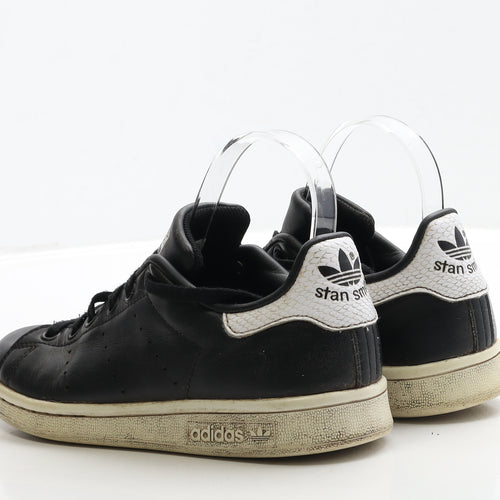 adidas Boys Black Polyester Trainer UK 4 EUR 36.5 - Stan Smith