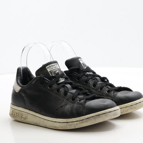 adidas Boys Black Polyester Trainer UK 4 EUR 36.5 - Stan Smith