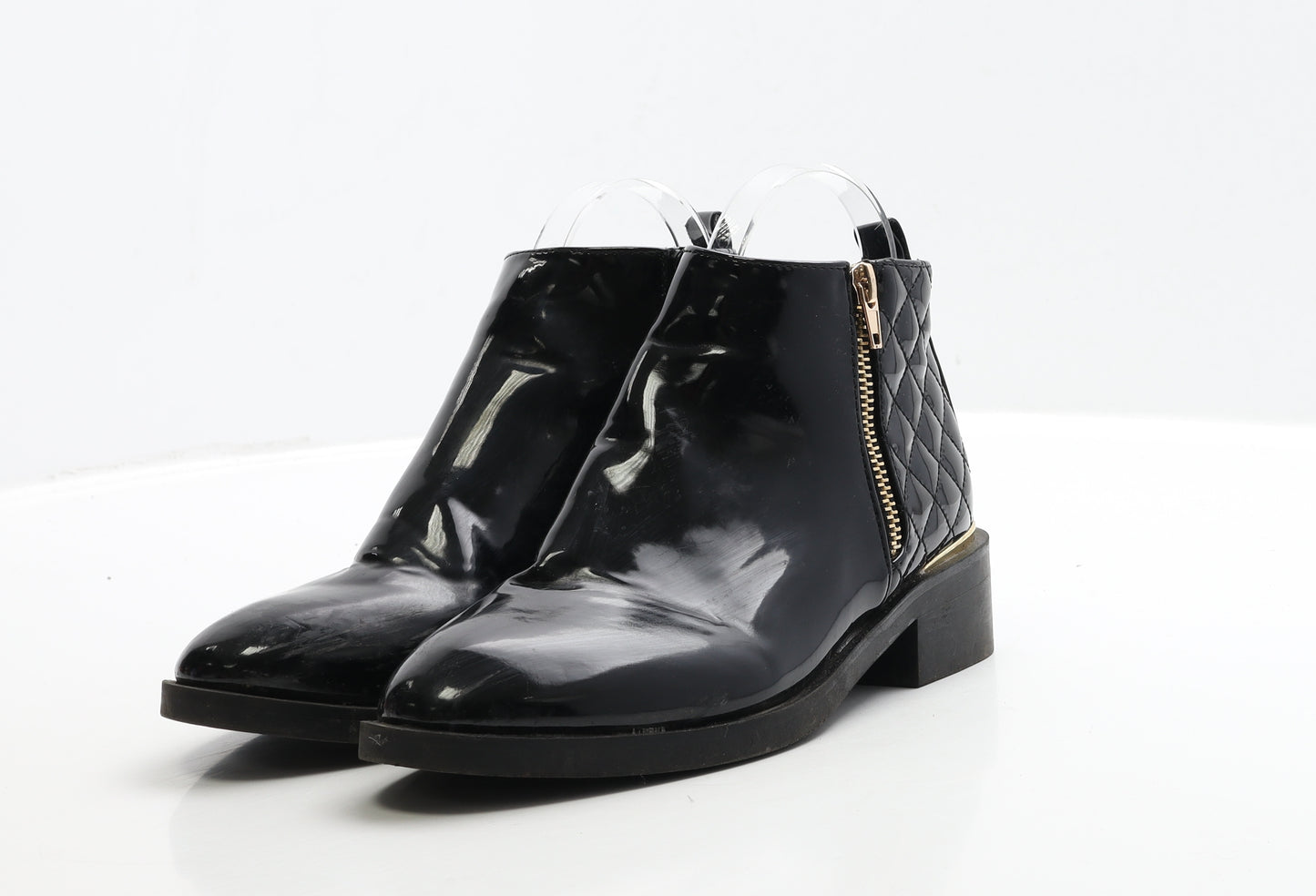 New Look Girls Black PVC Bootie Boot UK 3