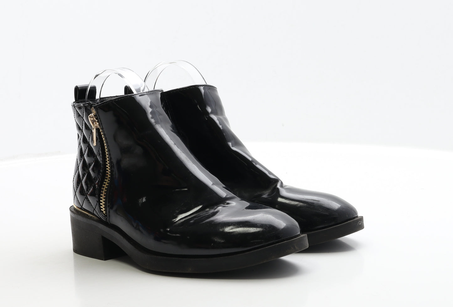 New Look Girls Black PVC Bootie Boot UK 3