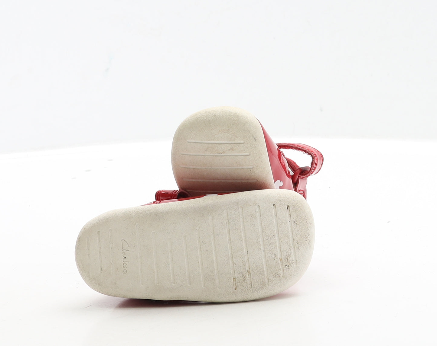 Clarks Girls Red Leather Flat Casual UK 3 - Mickey Mouse