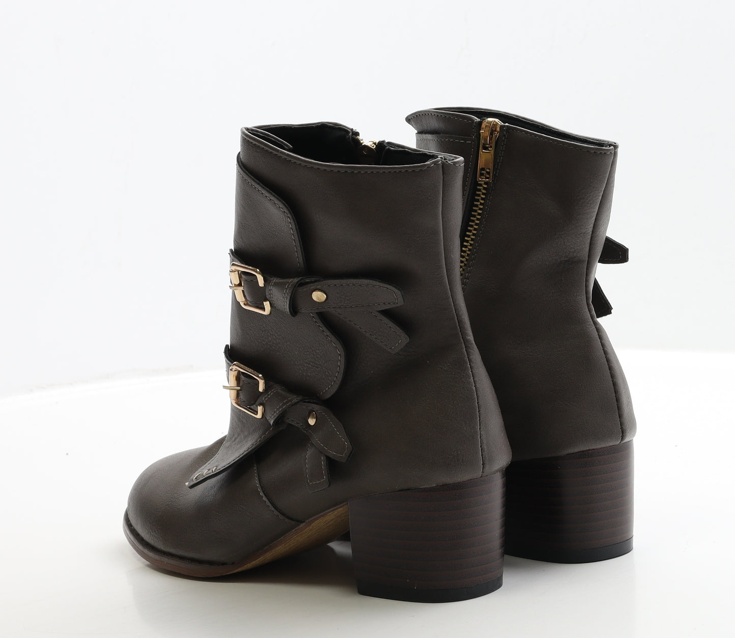 Preworn Womens Brown Leather Bootie Boot UK 3 EUR 36