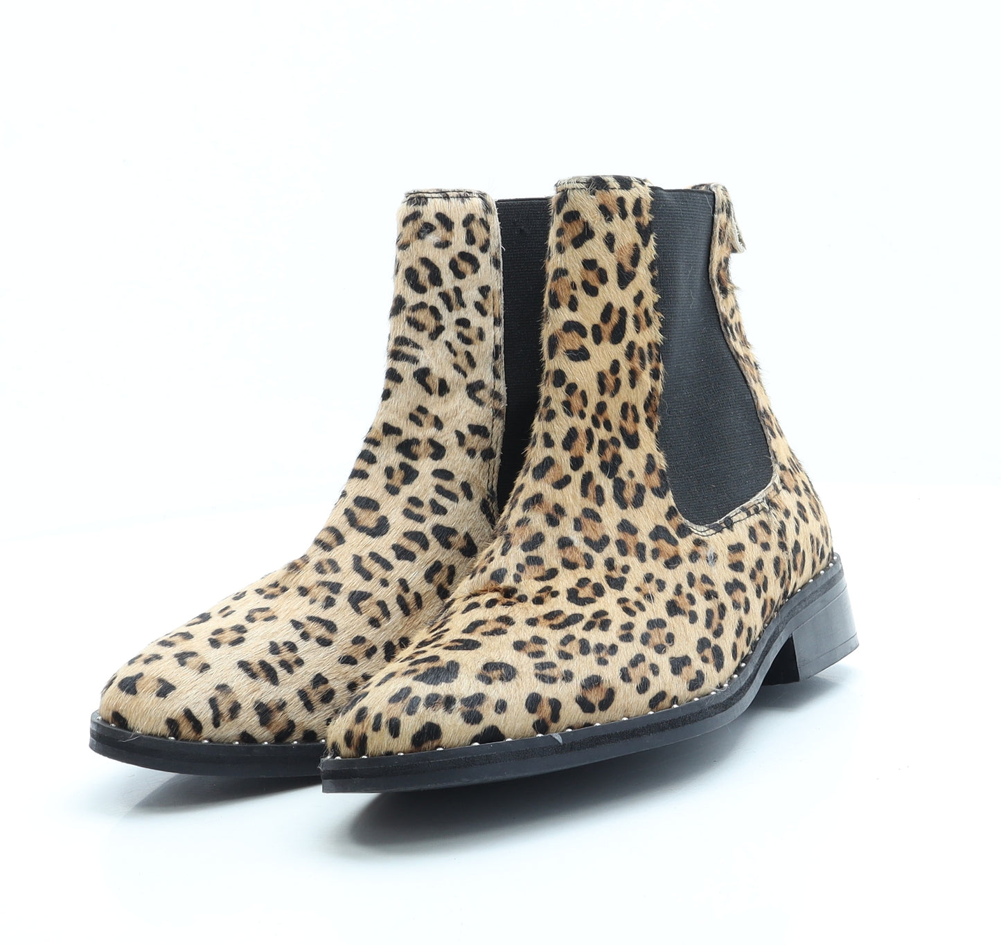 Preworn Womens Brown Animal Print Polyester Chelsea Boot UK 7