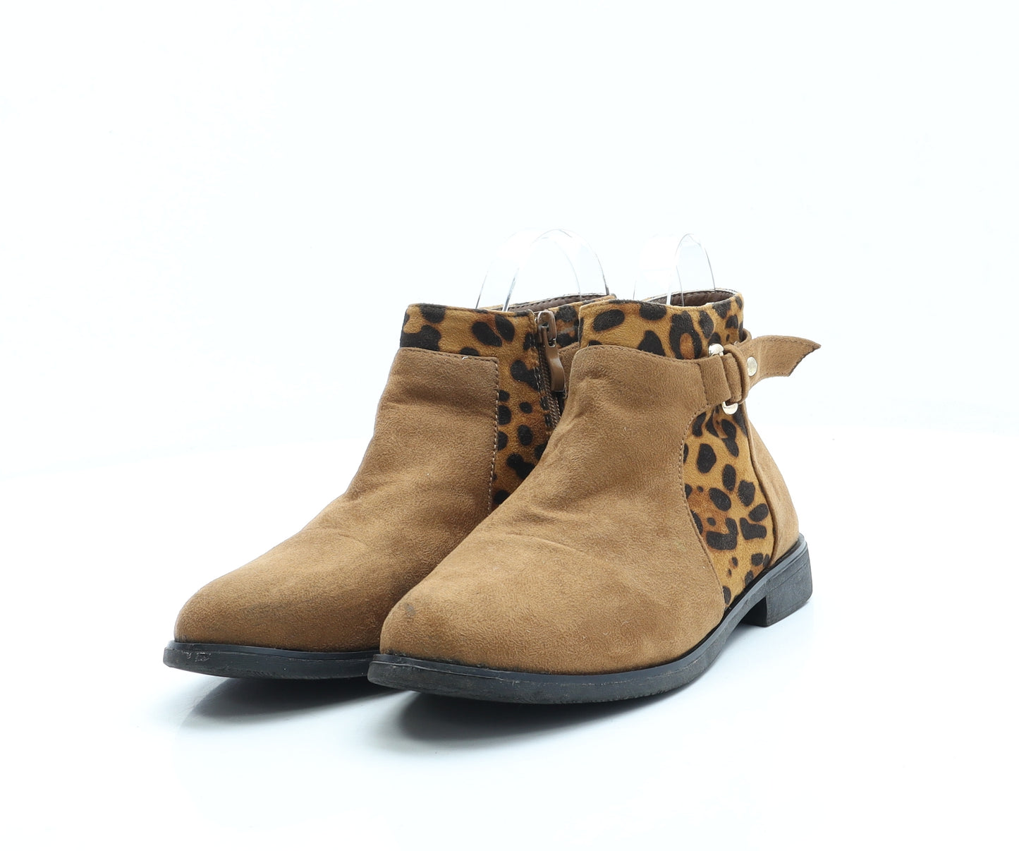 Preworn Womens Brown Animal Print Faux Suede Chelsea Boot UK 5 EUR 38