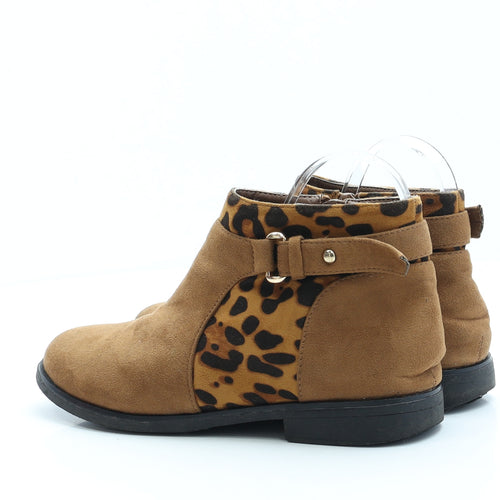 Preworn Womens Brown Animal Print Faux Suede Chelsea Boot UK 5 EUR 38