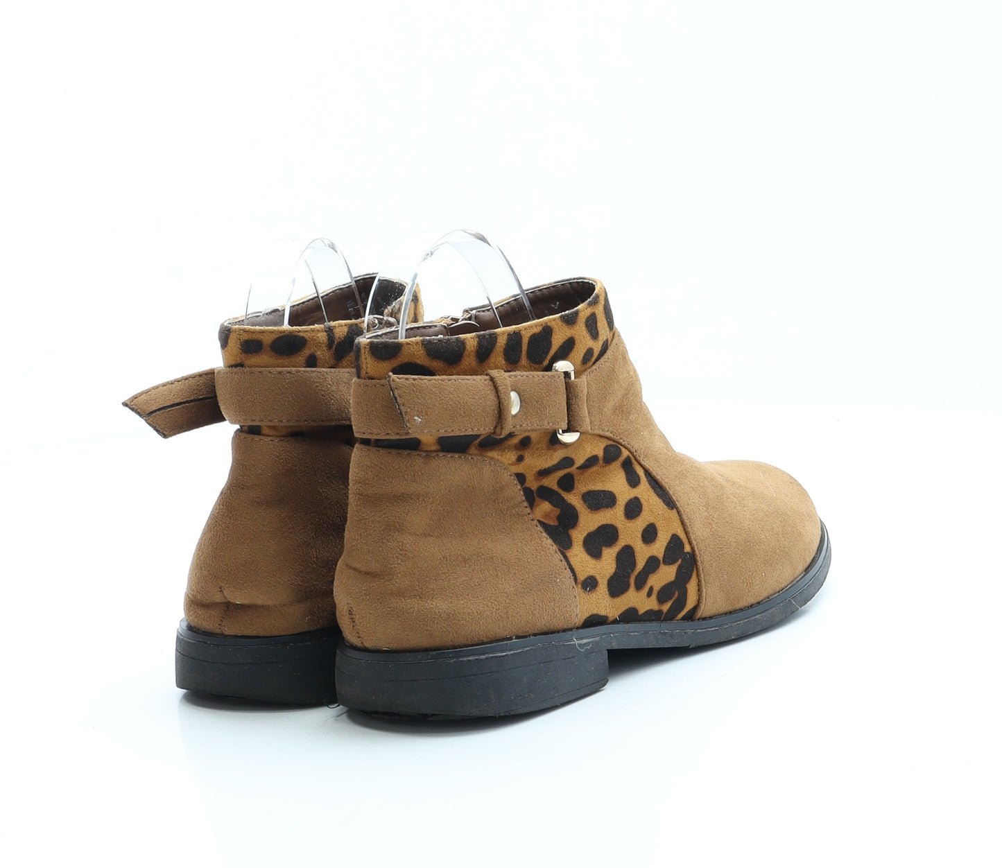 Preworn Womens Brown Animal Print Faux Suede Chelsea Boot UK 5 EUR 38