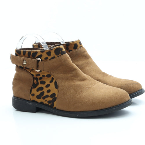 Preworn Womens Brown Animal Print Faux Suede Chelsea Boot UK 5 EUR 38