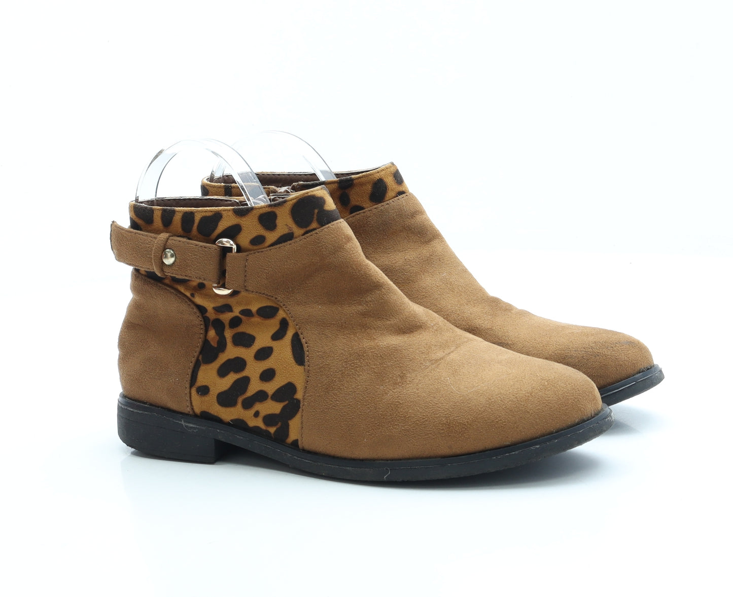 Preworn Womens Brown Animal Print Faux Suede Chelsea Boot UK 5 EUR 38