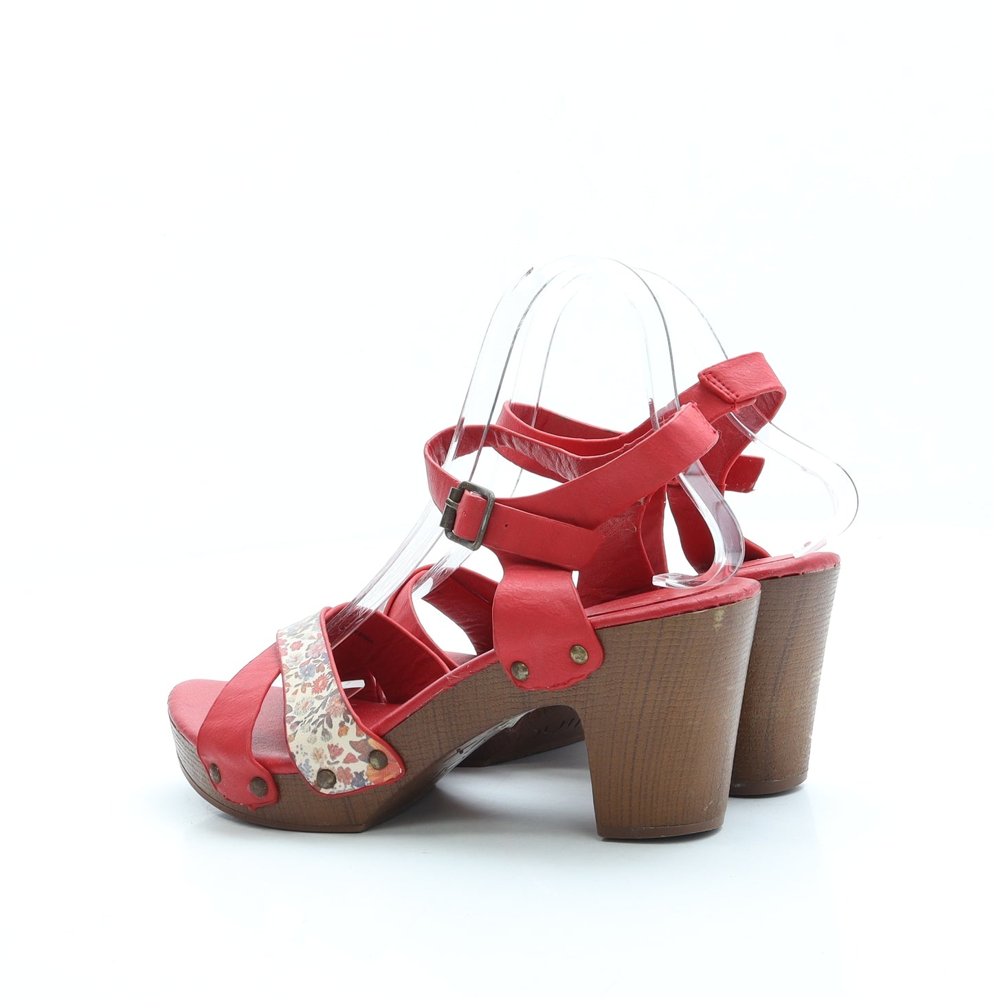 Carolina Boix Womens Red Fair Isle Faux Leather Platform Heel UK 6 EUR 39