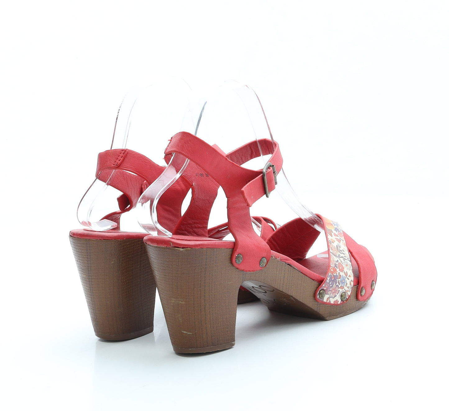 Carolina Boix Womens Red Fair Isle Faux Leather Platform Heel UK 6 EUR 39