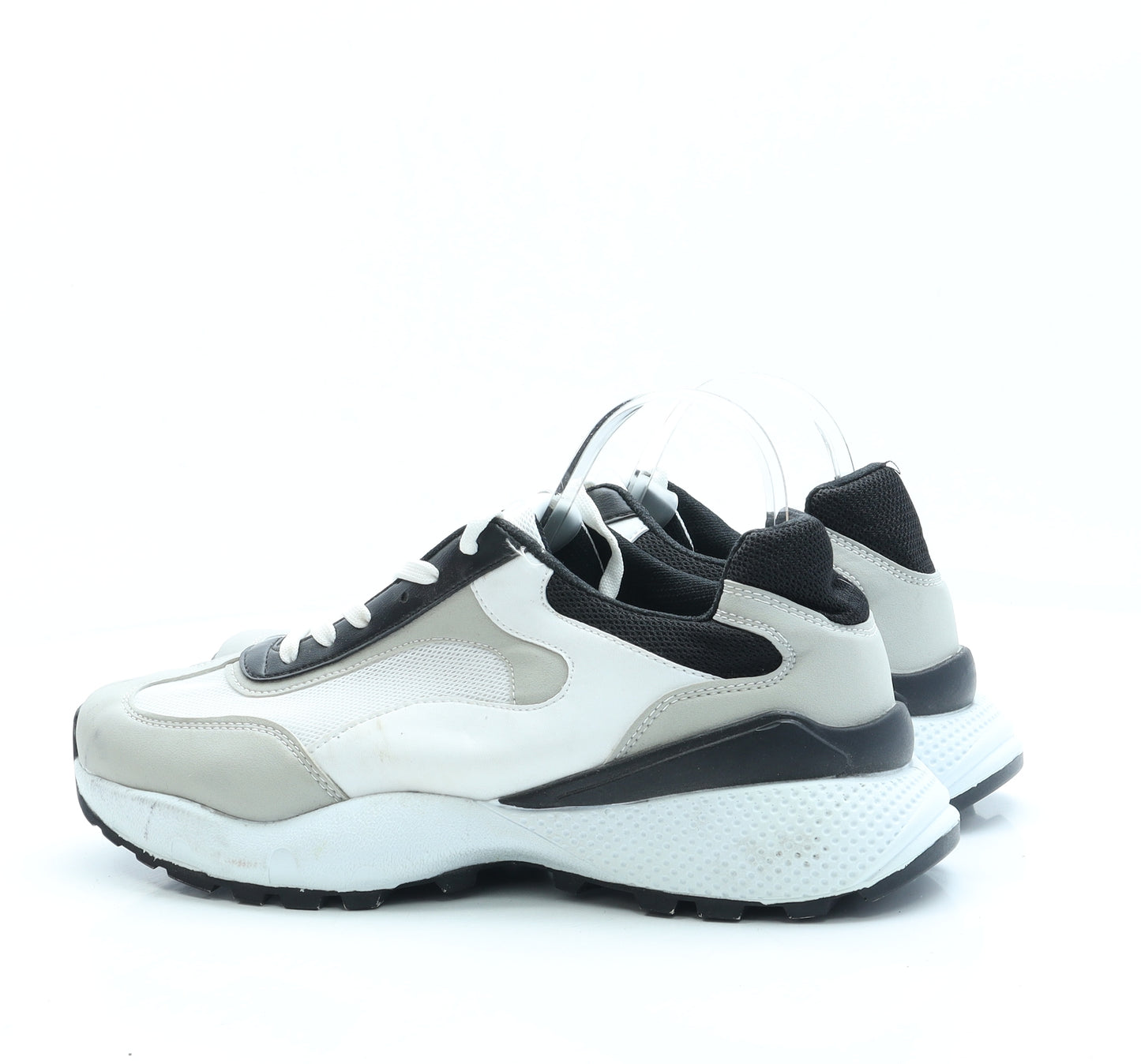 Boohoo MAN Mens White Colourblock Polyester Trainer UK 12.5