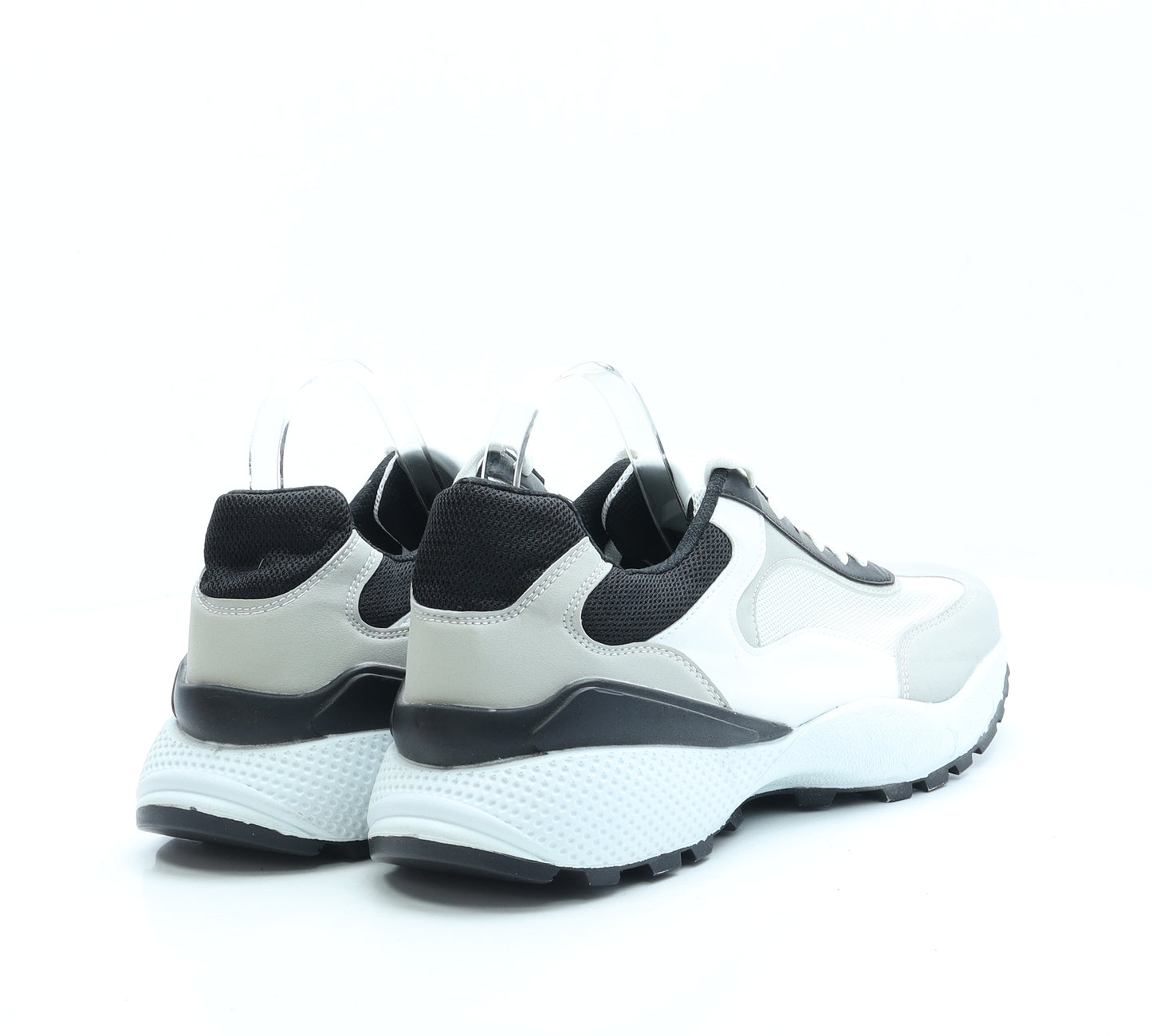 Boohoo MAN Mens White Colourblock Polyester Trainer UK 12.5