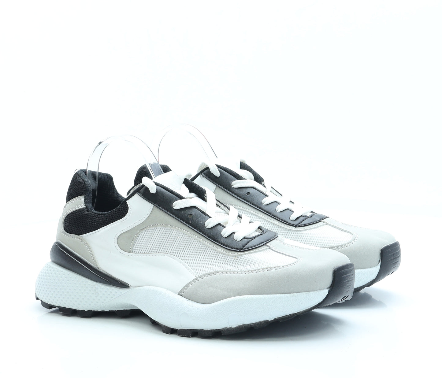 Boohoo MAN Mens White Colourblock Polyester Trainer UK 12.5