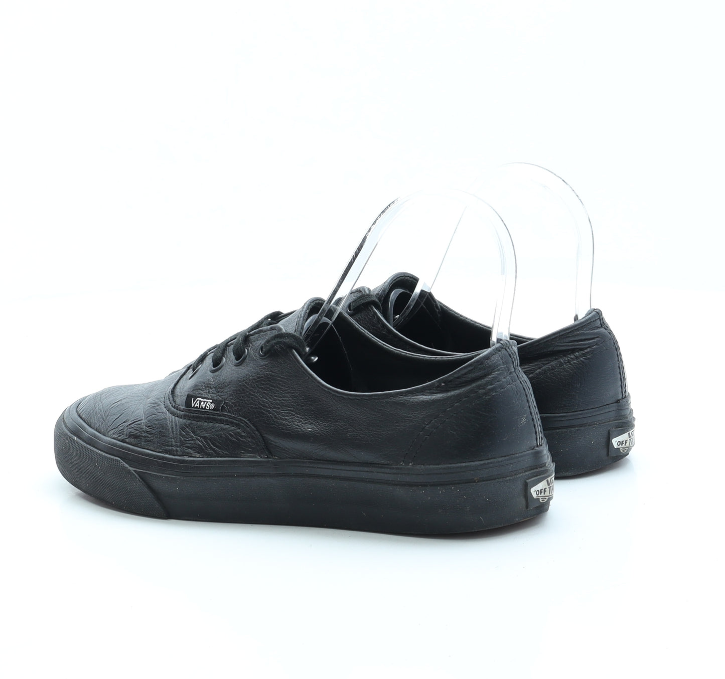 VANS Womens Black Faux Leather Trainer UK 5