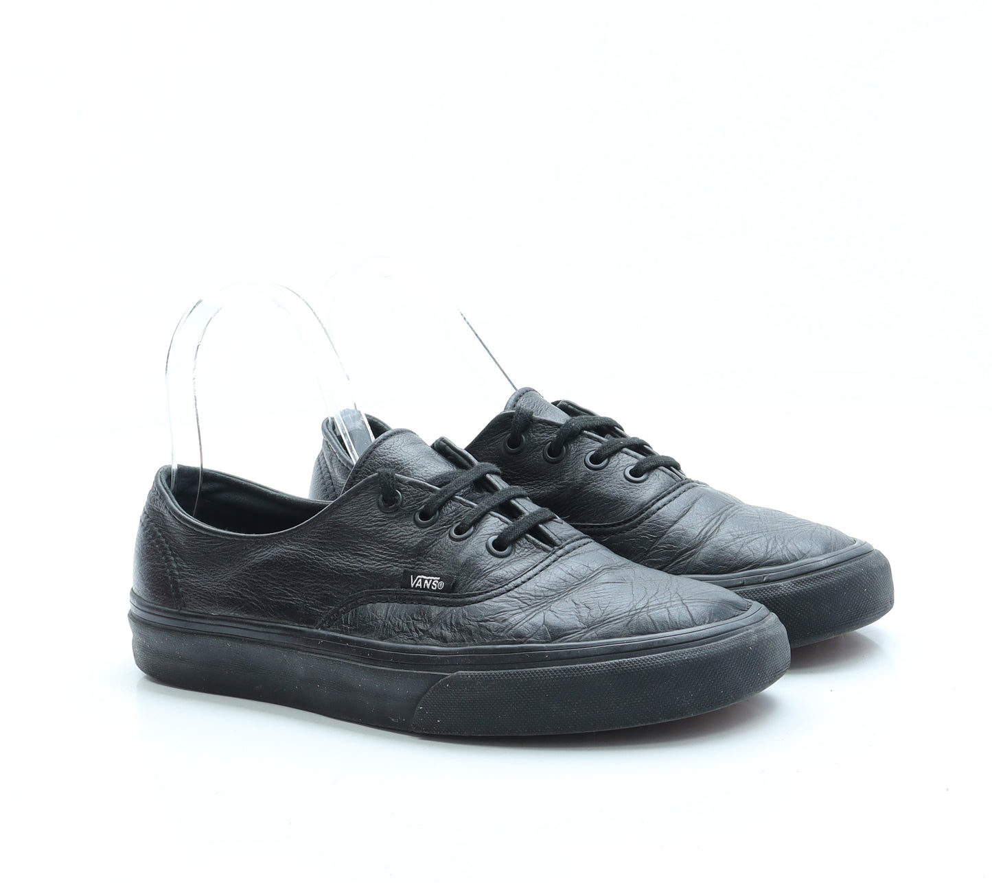 VANS Womens Black Faux Leather Trainer UK 5