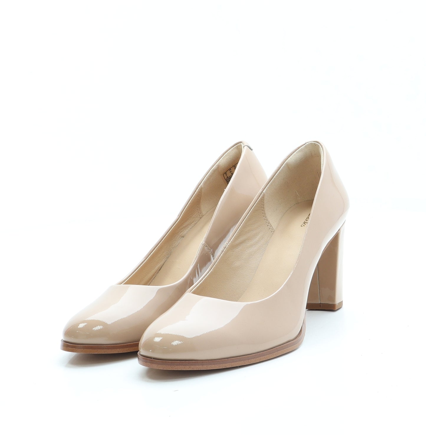 Clarks Womens Beige Vinyl Court Heel UK 4