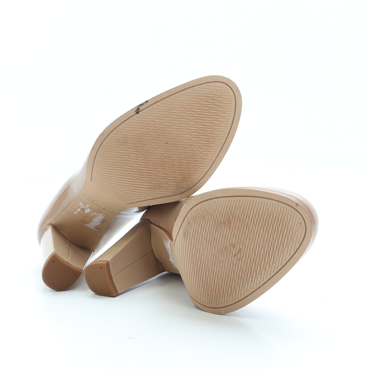 Clarks Womens Beige Vinyl Court Heel UK 4