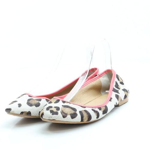Accessorize Womens Ivory Animal Print Faux Fur Ballet Flat UK 6 EUR 39