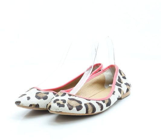 Accessorize Womens Ivory Animal Print Faux Fur Ballet Flat UK 6 EUR 39