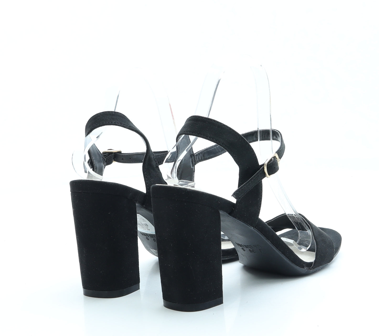 Primark Womens Black Faux Suede Strappy Heel UK 6 EUR 39 US 8