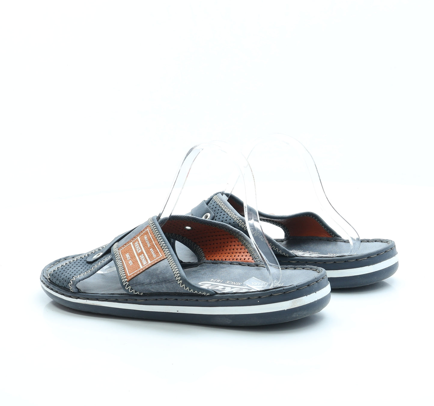 Rieker Mens Blue Polyester Slip On Sandal UK 10.5