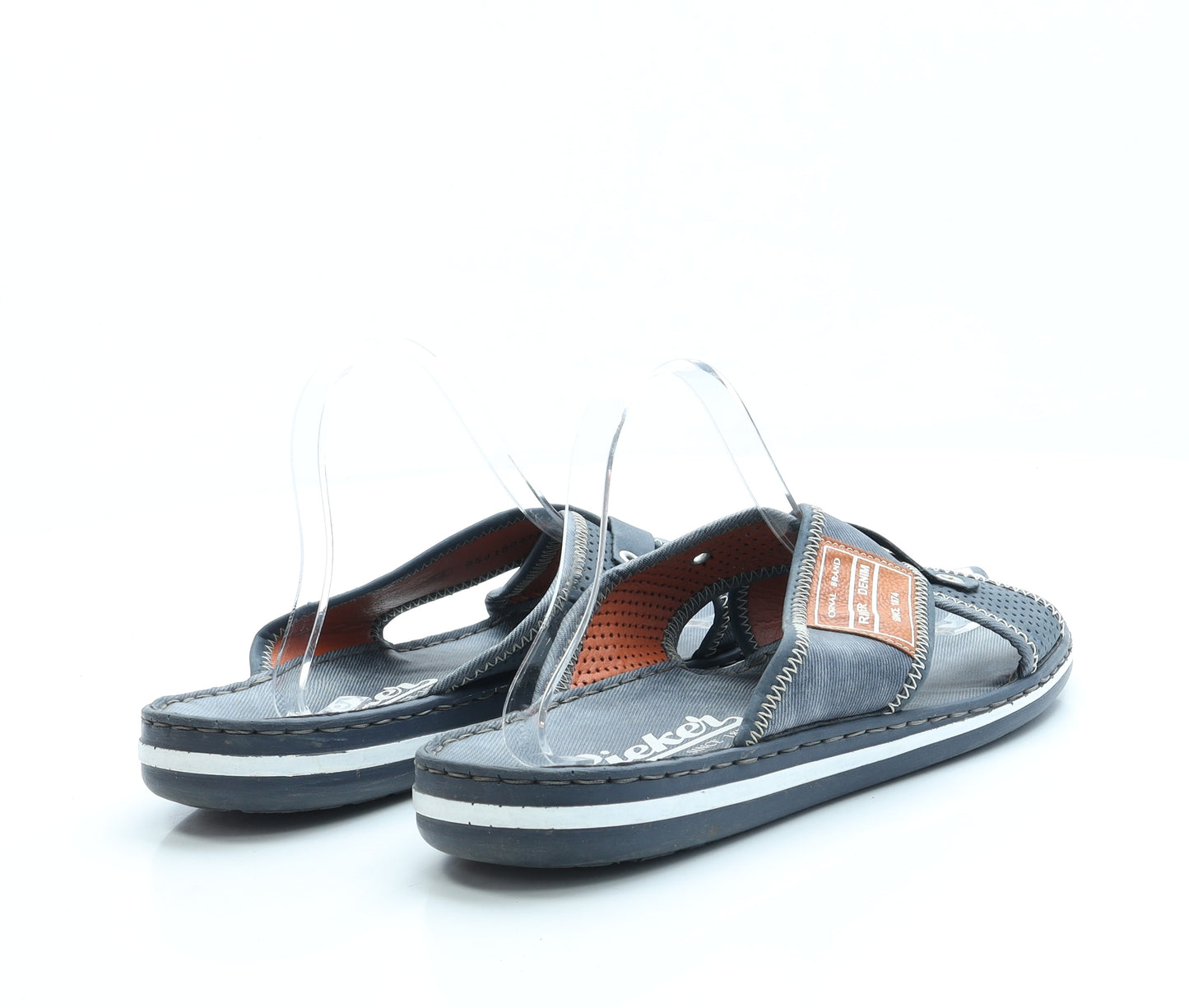 Rieker Mens Blue Polyester Slip On Sandal UK 10.5